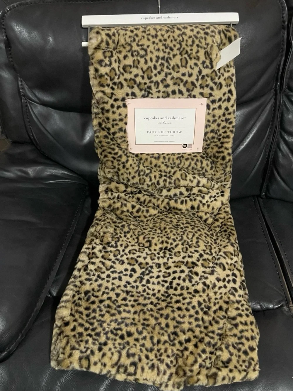 Cupcakes and Cashmere Faux Fur Throw Leopard